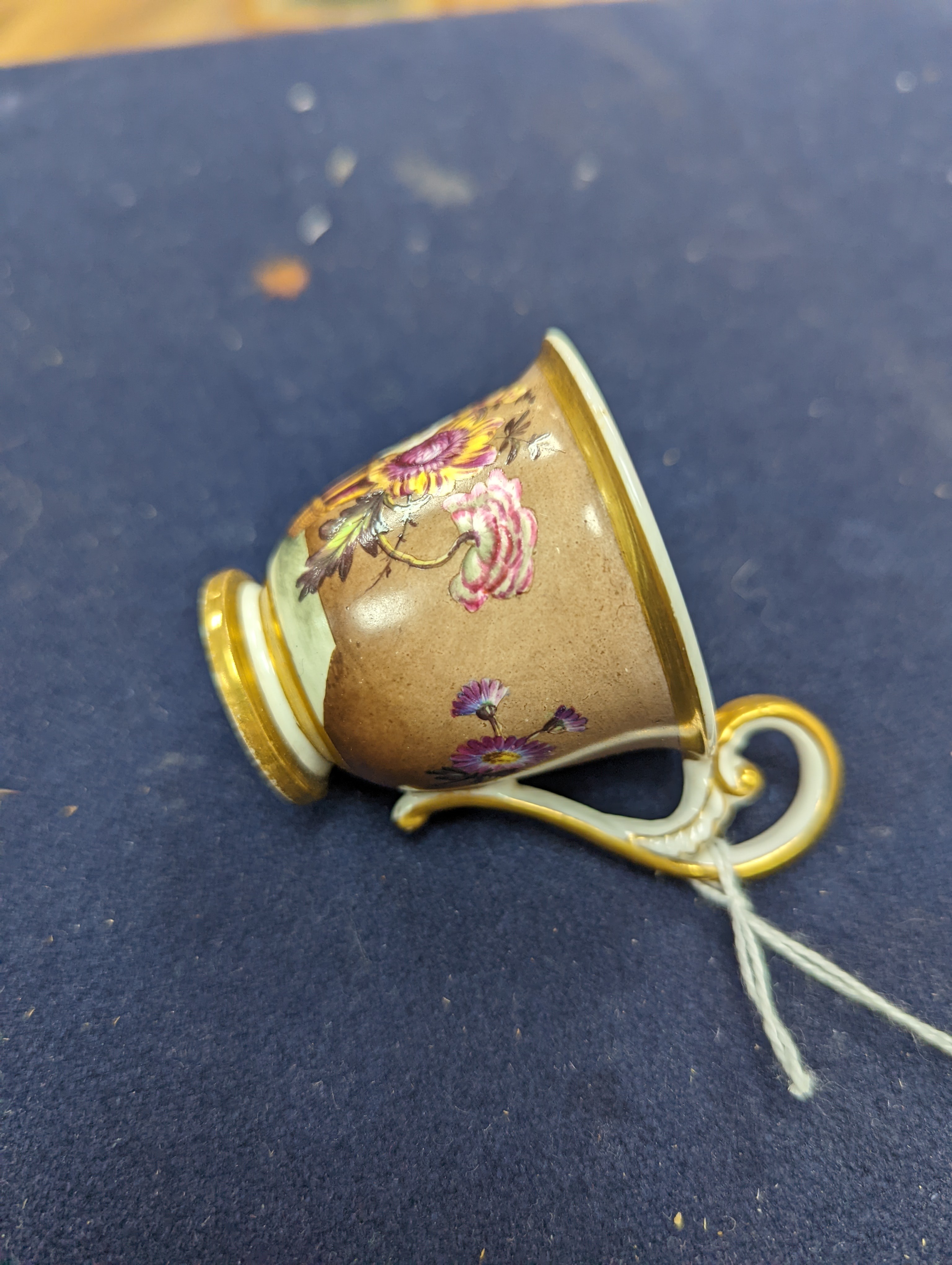 A Spode miniature teacup and saucer, c.1820. Provenance - Mona Sattin collection of miniature cups and saucers, collection no. 119.